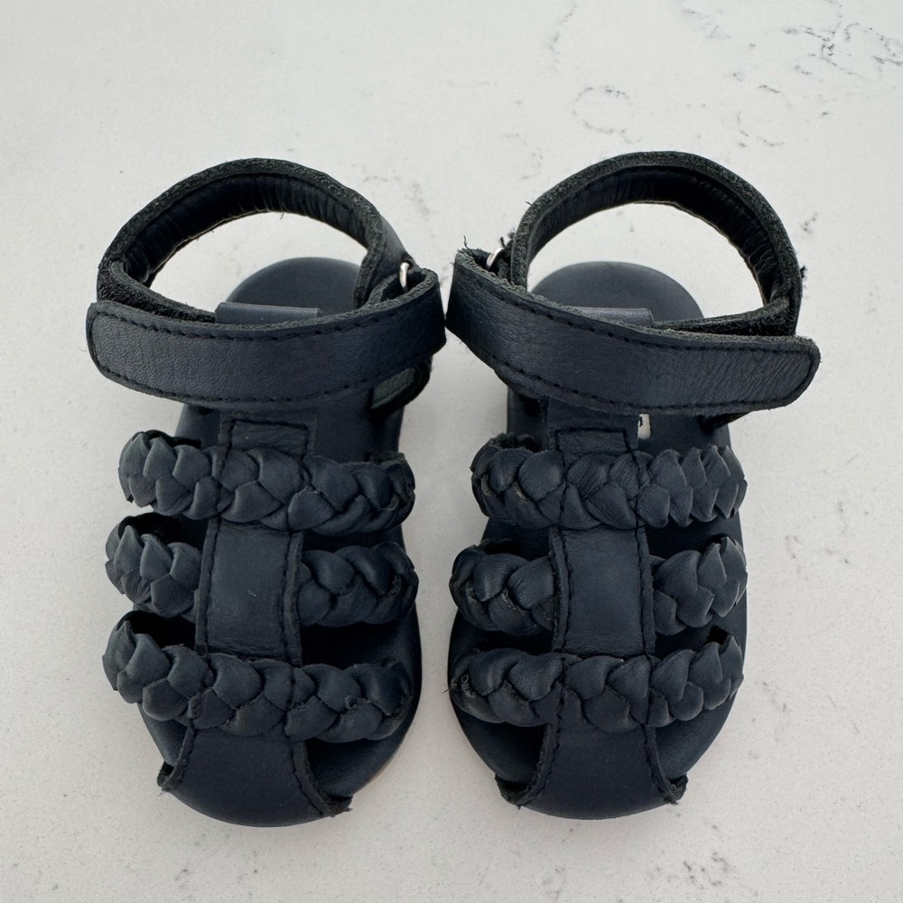 Kids Navy Braided Sandals